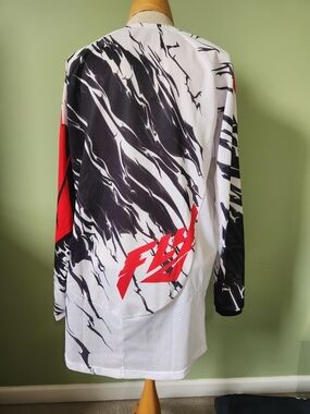Fly Men's White, Black & Red Graphic Long Sleeve Jersey - Performance Fit